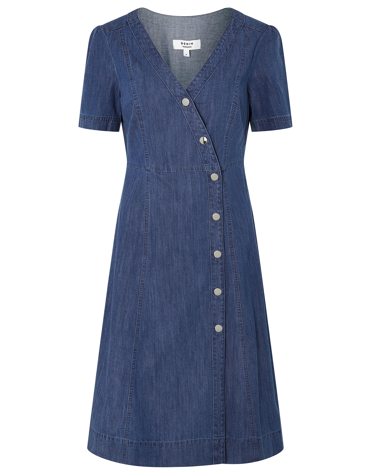 Denim Wrap Midi Dress Blue | Casual \u0026 Day Dresses | Monsoon Global.